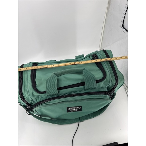 Lands End Summit YKK Duffle Bag-Green/Blue-Travel-Front & Side Zip Pockets - Picture 3 of 16